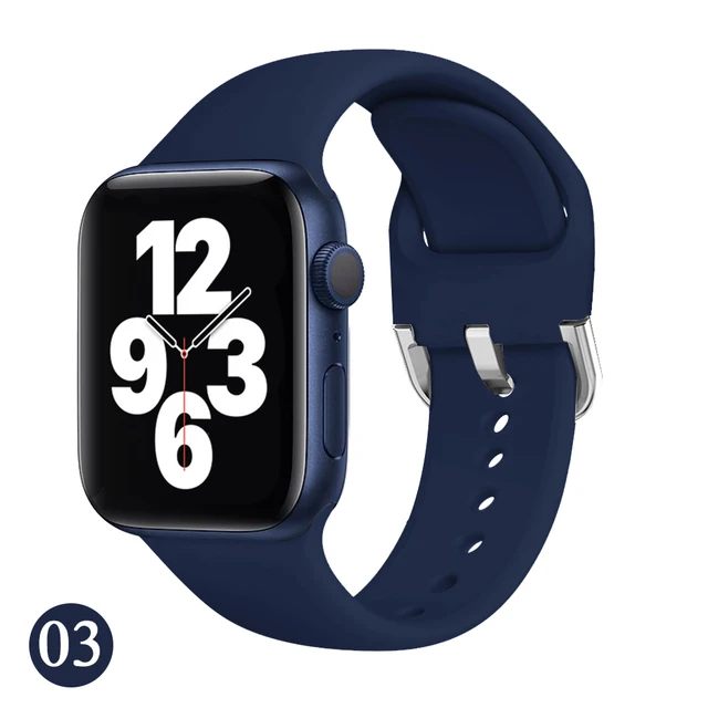 Soft Rubber Sport Band For Apple Watch SE 44mm 40mm Buckle Strap on Smart iWatch Correa Watchband Bracelet Series 65432 42mm38mm Midnight blue