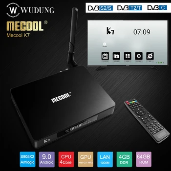 

MECOOL K7 Android 9.0 Smart TV Box DVB-S2 DVB-T2/T DVB-C Amlogic S905X2 4G 64G 4K 2.4G 5G WIFI 1000M TV BOX only no app included