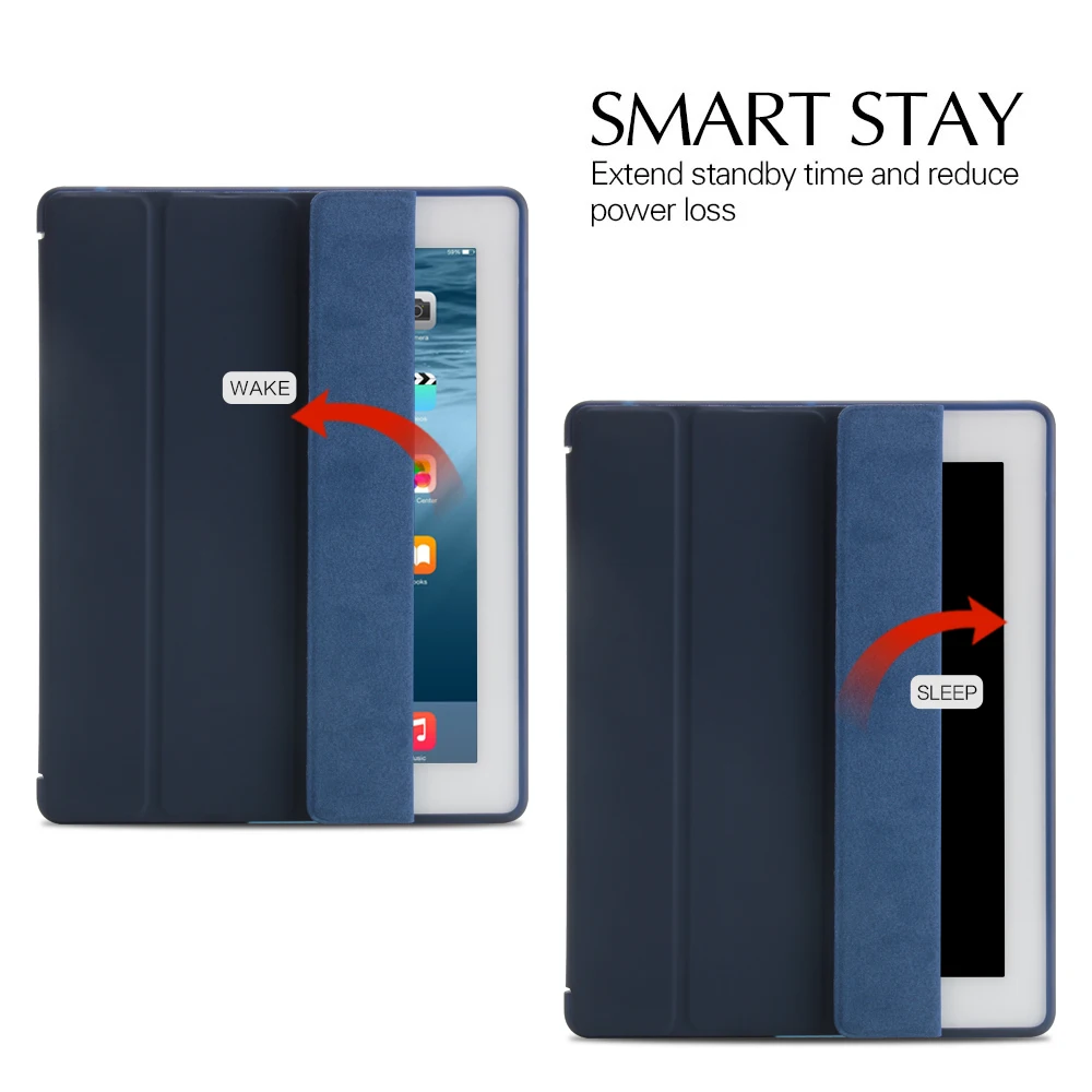 For iPad 2 3 4 Case Leather Flip Cover Smart Stand Holder Funda A1396 A1458 A1460