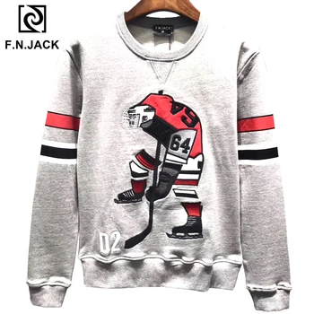 

F.N.JACK New Arrival Trending Men's Sweatshirt Mans Basic Casual Tops O-Neck Sweatshirts for Spring and Summer