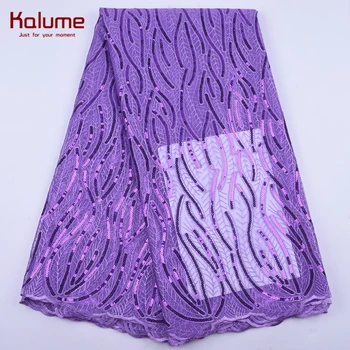 

Kalume Purpe African Dry Lace Fabric Embroidery French Mesh Lace Fabric With Sequins Nigerian Tulle Lace For Party Wedding 2025