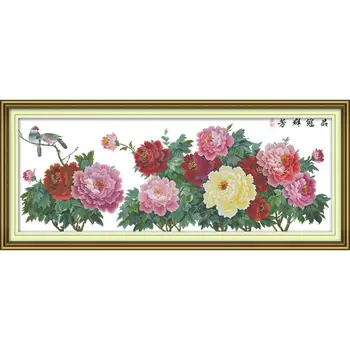 

Joy Sunday Peony Crafts Cross Stitch Printed Patterns11&14CT DIY DMC Printed Cross Stitch on Canvas Chinese Embroidery Sets