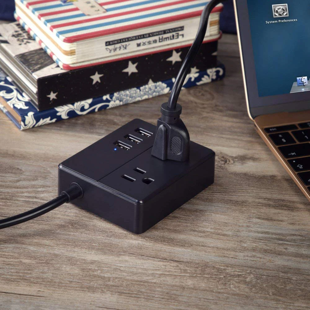 Мульти мощность полосы 3 AC США розетка с стабилизатор напряжения с USB зарядная станция удлинитель 4.92Ft шнур дорожный адаптер