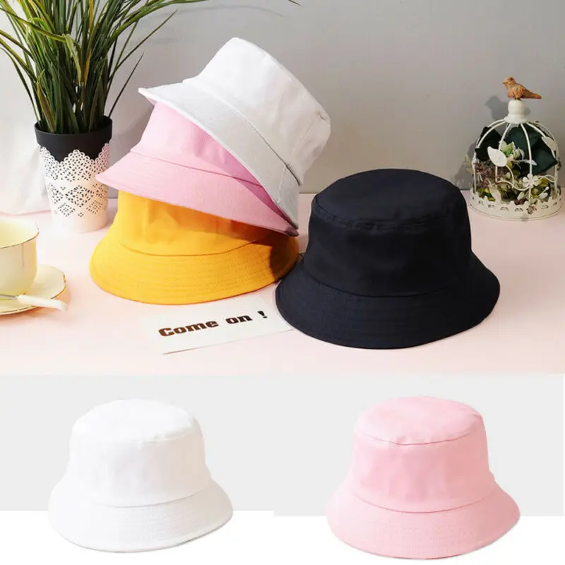 Fashion Women Mother Kids Hat Solid Color Bucket Hat Summer Autumn Parent-child Hat White Pink Sky Blue Purple