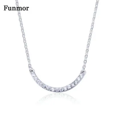 Funmor простое дуговое ожерелье 925 пробы серебряные украшения цирконовые для женщин девочек повседневное украшение для банкета аксессуары орнамент подарок