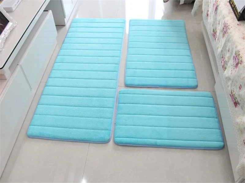 blue 3pieces Водопоглощающий коврик для ванной комплект Противоскользящий коврик для ванной комнаты рядом со стиральной машиной гостиная спальня Туалет пол ковер 1 шт/3 шт - Цвет: blue 3pieces