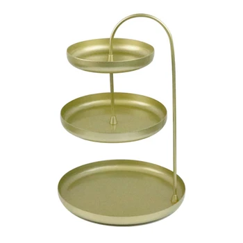 

Hot Nordic Style Three-Tier Tray Jewelry Rack Key Lipstick Cosmetic Storage Tray Dresser Gold Tray