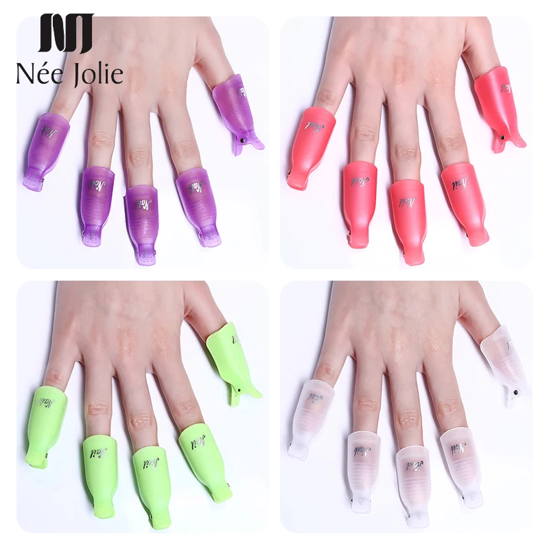 

5Pcs/set Nail Polish Remover Wraps Orange Plastic Soak Off Cap Clip Nail Foot Toe UV Gel Polish Remover Nail Art Tool