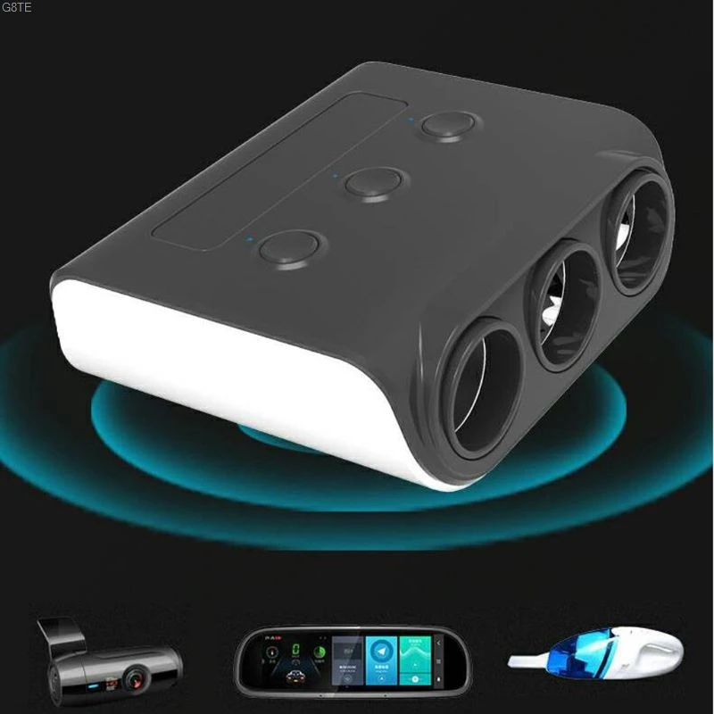 3 Way адаптер для автомобильного прикуривателя 12 V-24 V Splitter гнезда Подключите светодиодный 4 USB Зарядное устройство адаптер 2.4A 100W для телефона MP3 DVR