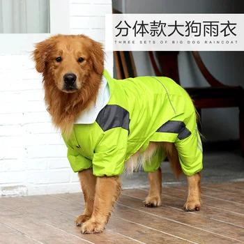 

Cross-Border Hot-Selling Strap Reflective Waterproof Snow-Proof Big Dog Raincoat Medium Large Dog Raincoat