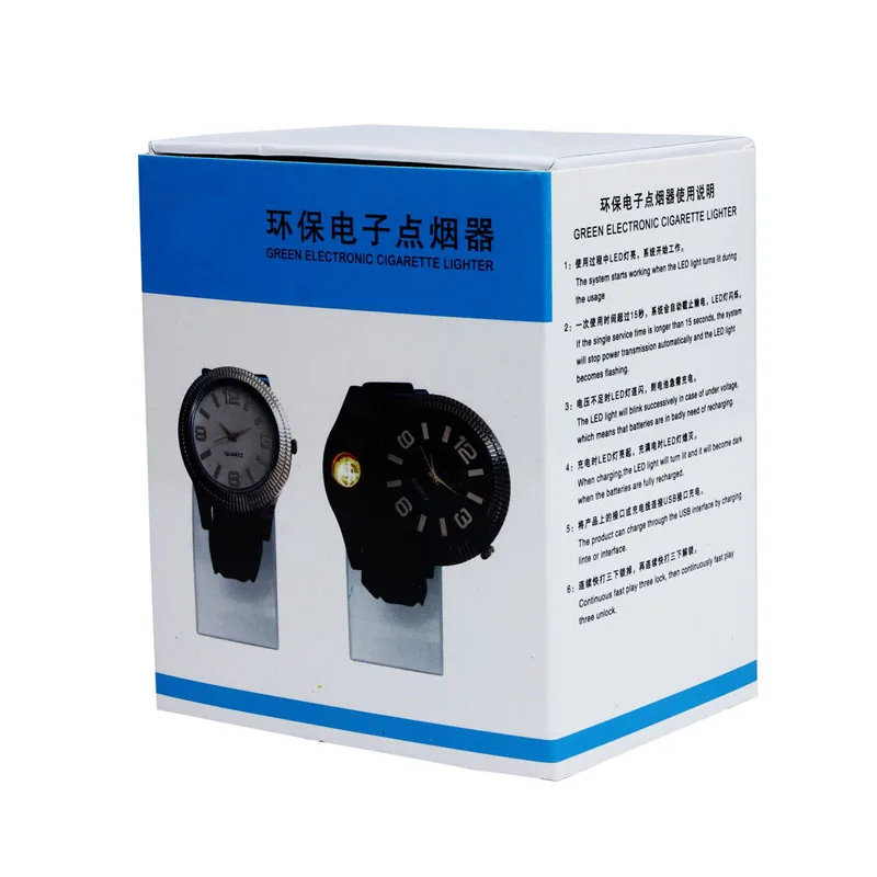 Мужские часы 2019 с USB зарядкой ветрозащитные электронные беспламенные зажигалкой