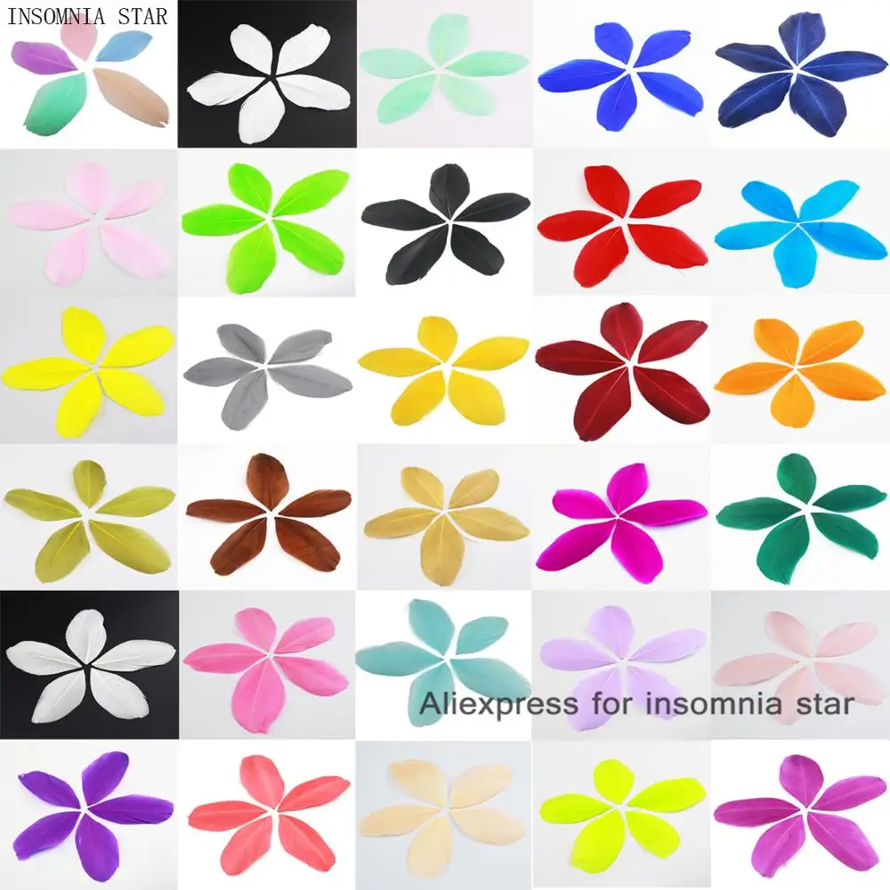 

30 color diy 100 pcs goose feathers tip Round head 5-7cm crafts accessories decoration materials plumes