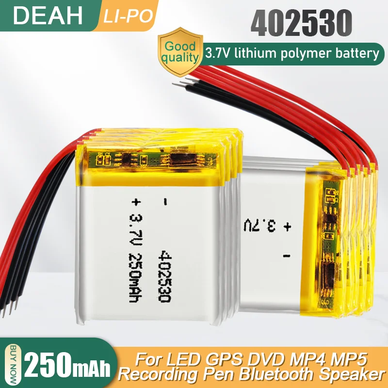 402530 3 7 V 250mAh литиевая полимерная аккумуляторная батарея для MP3 MP4 светильник GPS Smart
