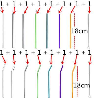 12 шт. стеклянные соломинки прозрачные Изогнутые 18 см "х 8 мм-идеальная многоразовая соломинка для смузи, чая, сока-с 2 шт. чистящей щеткой - Цвет: 14 straw 2brush