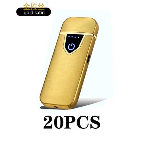 20 PCS Gold 20 шт./лот, ветрозащитная USB Зажигалка, супер электронные зажигалки, стильные индукционные сигареты, аксессуары для курения для мужчин, подарок - Цвет: 20 PCS Gold