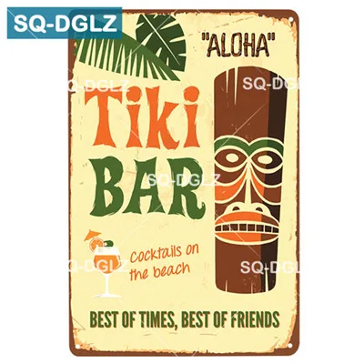 [SQ-DGLZ] TiKi Bar металлическая вывеска для клубного паба, декоративная доска, металлические старинные ремесла, домашний Декор, живопись, плащи, художественный плакат - Цвет: 1016