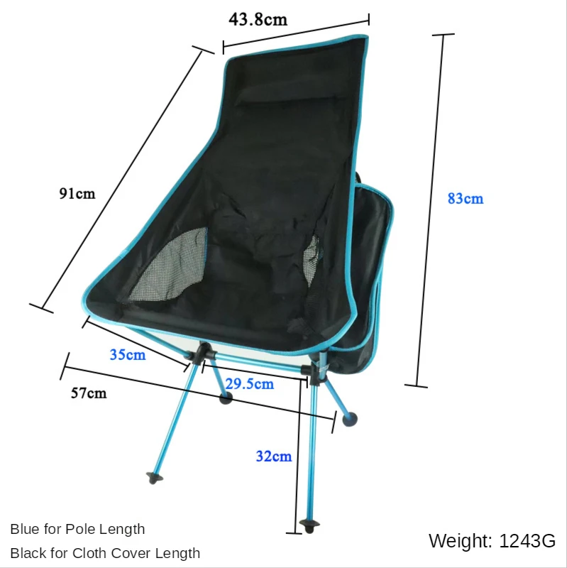 

New Style Moon Lounger Wild Camping Large Lengthened Outdoor Folding Chair Fishing Chair Aluminum Alloy with Pillow Portable