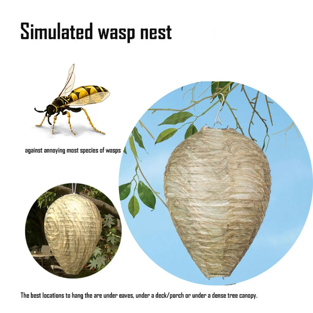 3X Wasp caydırıcı Yellowjackets arı Hornets sahte yuva-simüle ve doğal yeni uçan sivrisinek tuzağı eşek arısı sinek böcek yakalayıcı