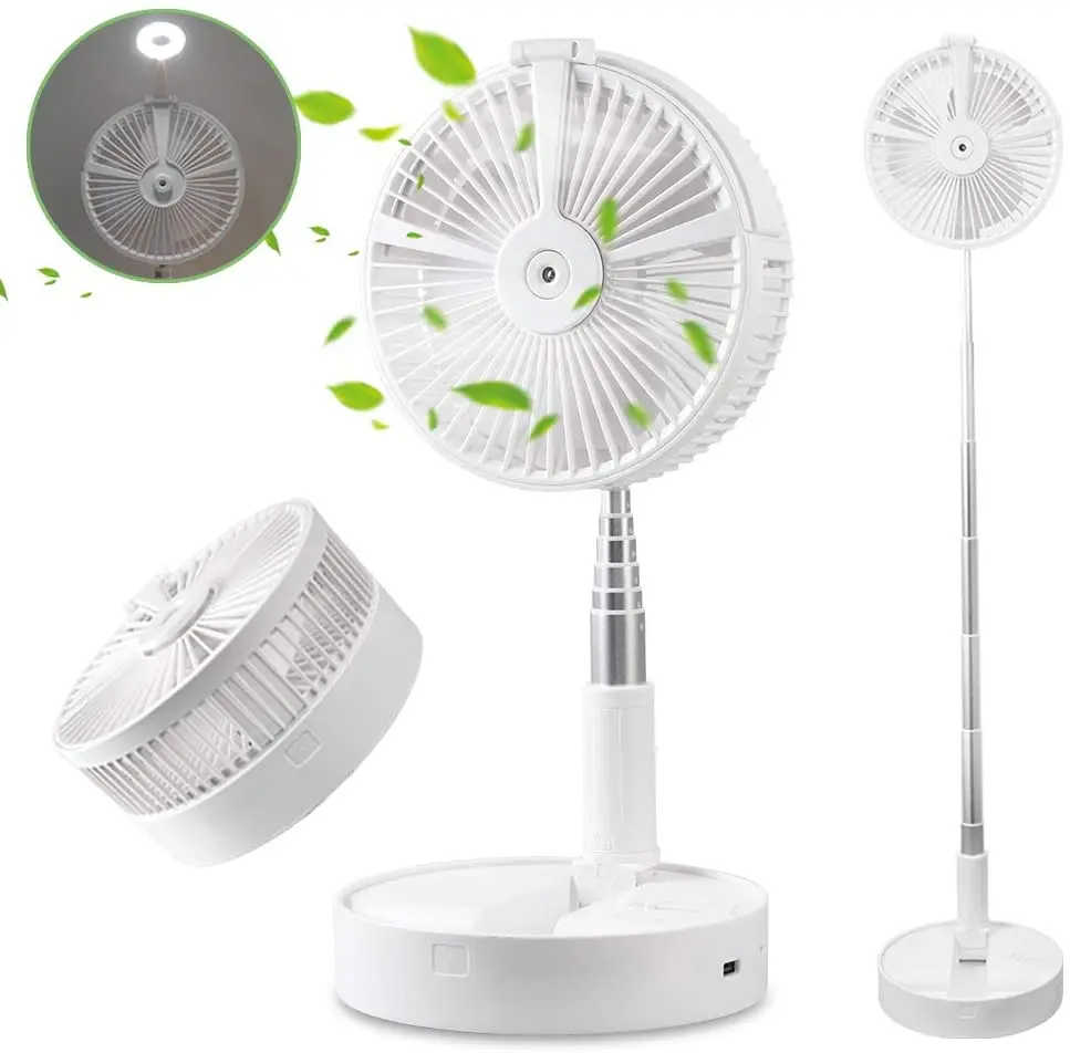 

IKVVT Portable Desk Table Fan with LED Height Adjustable Folding Telescopic Floor Fan USB Rechargeable Personal Fan Travel Fan
