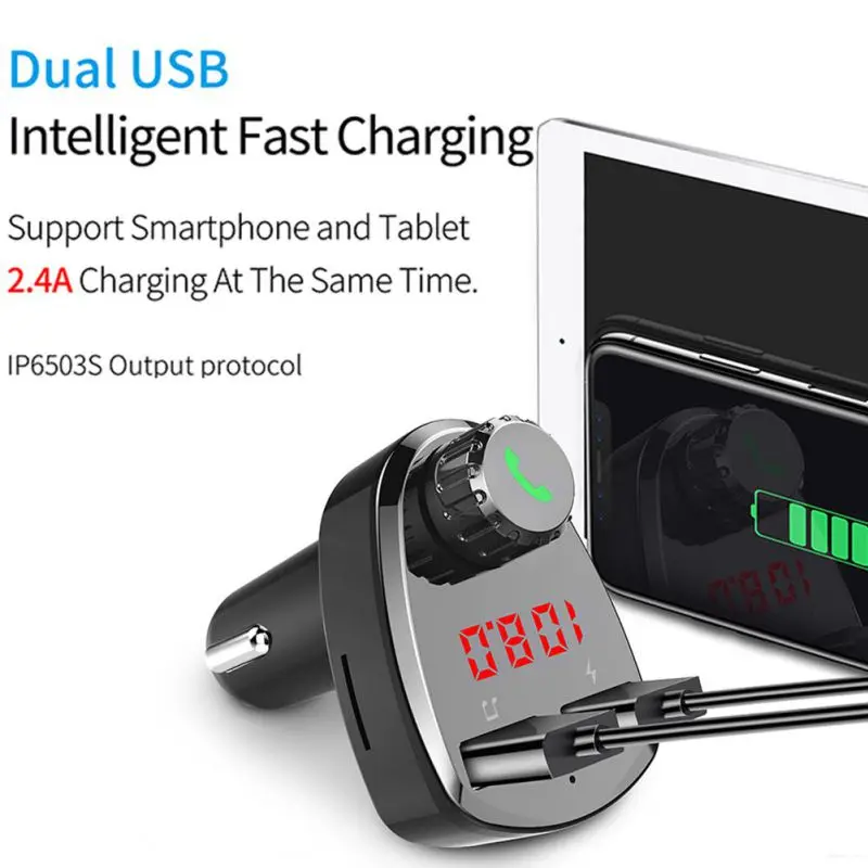 Двойной USB 4.1A автомобильный зарядный Автомобильный MP3-плеер Handsfree беспроводной Bluetooth fm-передатчик комплект ЖК-цифровые часы