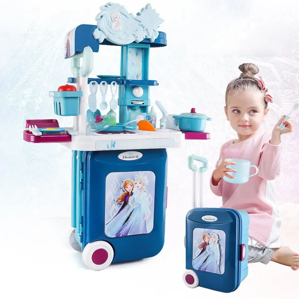 

Children Pretend Play Toy Kitchen Trolley Case Toy Simulation Tableware Kitchen Cooking Tools Model For Kids Boys Girls