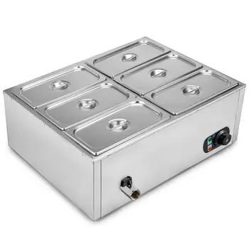 

Commercial Food Warmer Portable Steam Table Countertop 6 Pots Soup Station