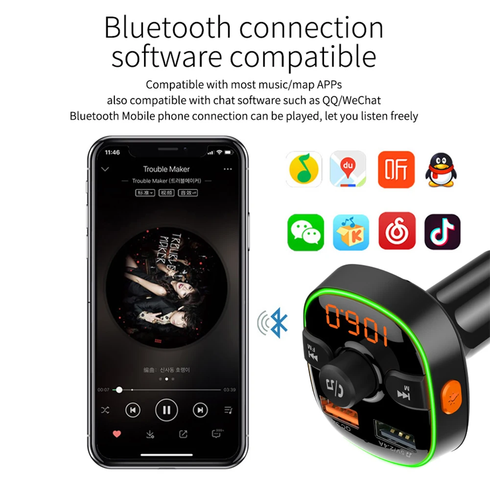 12~ 24V Handsfree автомобильный комплект Bluetooth fm-передатчик модулятор USB Музыка Аудио