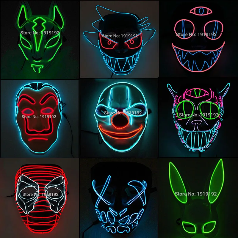 Мигающий светодиодный маска для праздника Хэллоуин свечение вечерние поставки