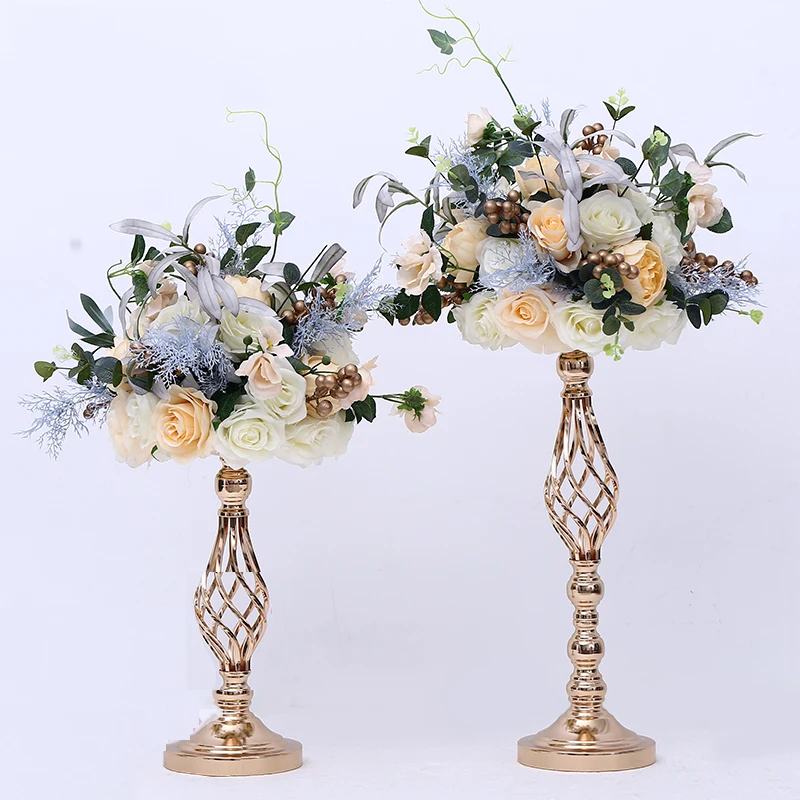 

Gold Flower Vases Candle Holders Rack Stands Wedding Decoration Road Lead Table Centerpiece Pillar Party Event Candlestick