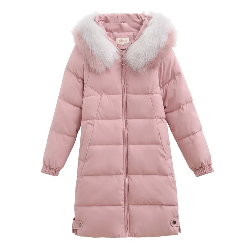 

2019 New Mid-length Winter Coat Female, Korean Version of Loose Cotton-padded Female, Thick Thin Fur Collar Women's Clothing
