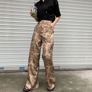 

XUXI 2019 New Spring Summer High Waist Loose Pattern Printed Leisure Long Wide Leg Pants Women Trousers Fashion Tide FZ0066