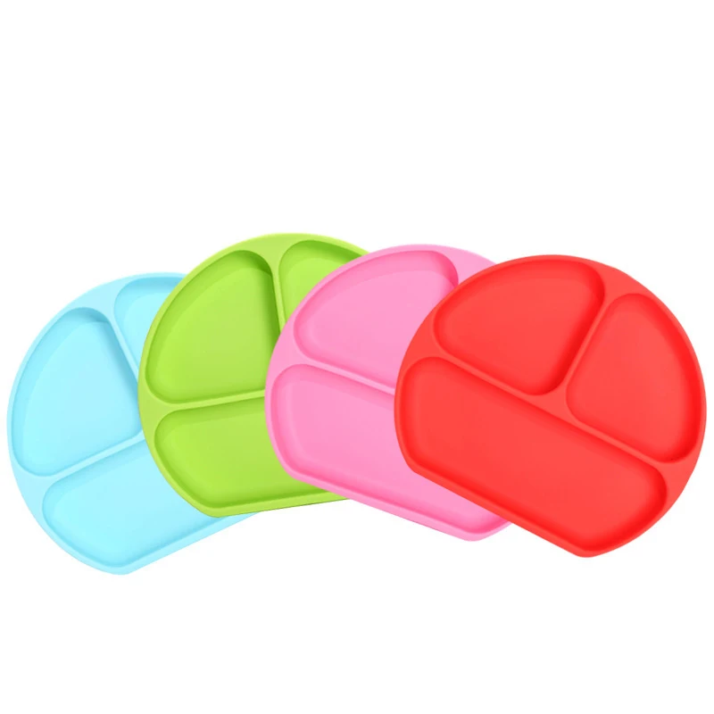 Baby Feeding Plate Dinnerware Silicone Baby Dishes Kids Eating Food Tableware Bowl Anti-hot Training Dinner Plate with Suction