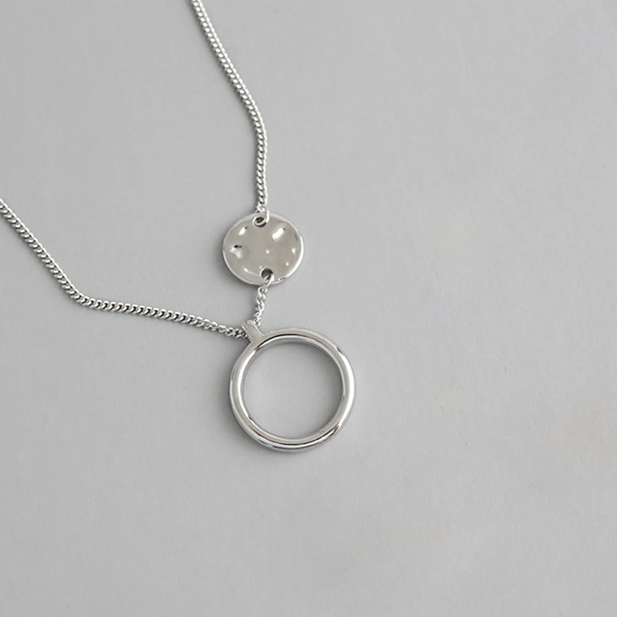 silver necklace 925 кованые из стерлингового серебра Круглый диск ожерелье изящные Многослойные ювелирные изделия подружки невесты подарок вечность золото Открытый круг ожерелье s - Цвет камня: silver necklace