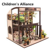 Кафе дом для кукол домик для кукол кукольный домик игрушки для детей Кукольный дом мебель миниатюрный кукольный домик DIY миниатюрный дом комната коробка театр игрушки для детей Каса DIY кукольный домик