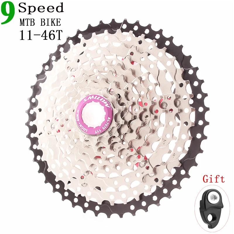 SMLLOW 9speed 11-46T MTB велосипедная кассета с цепным колесом горный велосипед широкоугольные звездочки 9s k7 9speed Freewheel - Цвет: Фиолетовый