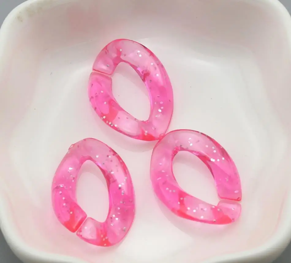 glitter Acrylic Chain transparent color Combination chain Links DIY Charm Accessories for Jewelry Making 17*23mm, wholesale