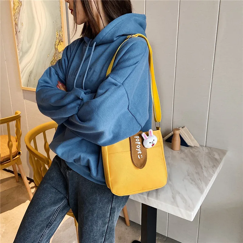 

2020 New Style Fashion Korean-style Cute GIRL'S Canvas Messenger Bag Hipster INS Japanese-style Harajuku-Style Shoulder Bag