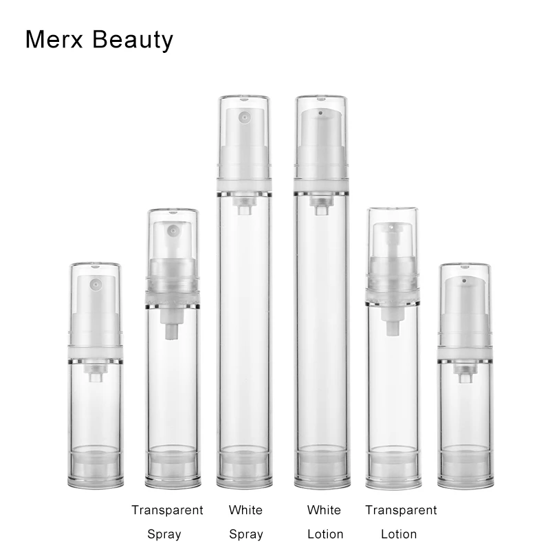 

5pcs/lot 5ml/10ml/15ml Airless Pump Vacuum Refillable Plastic Bottle Toiletries Container for Travel Empty Lotion Bottles