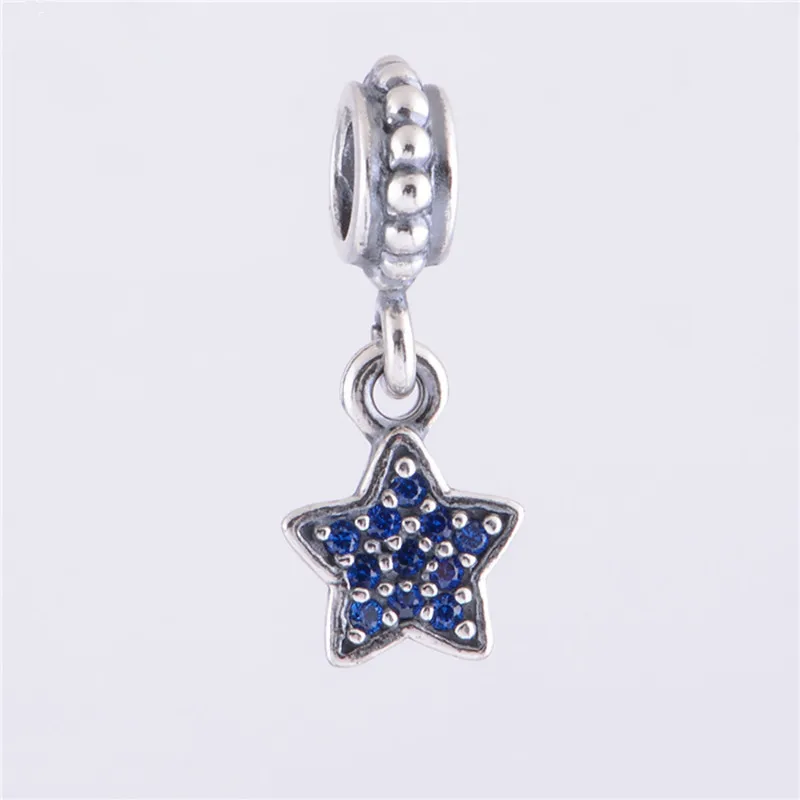 925 Sterling Silver Stars Dangle Charms Beads For Jewelry Making Fit necklace pendants DIY four colors fine jewelry DA055
