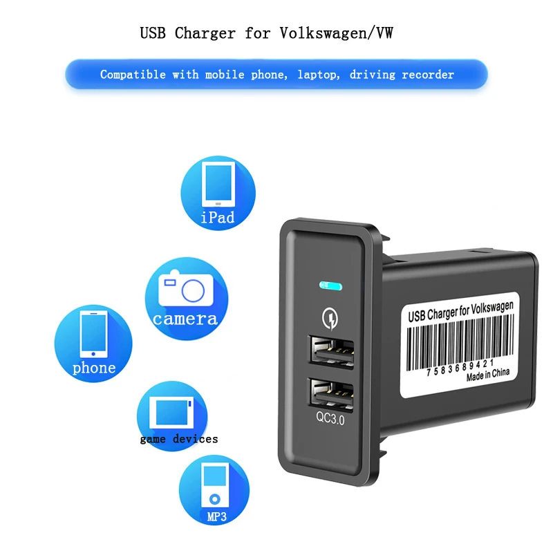 Зарядное устройство CHELINK с двумя USB портами и поддержкой быстрой зарядки 12 24