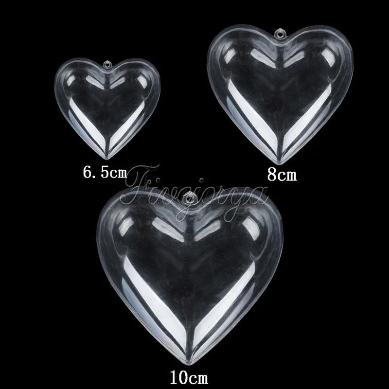Clear Fillable Heart Baubles Plastic Wedding Favours Christmas Decoration Love