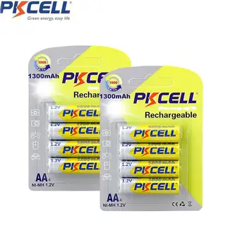 

8Pcs/2Pack PKCELL 1300mAh AA Batteries 1.2V NIMH 2A Ni-MH AA Rechargeable Battery Batteries Bateria Baterias for flashlight