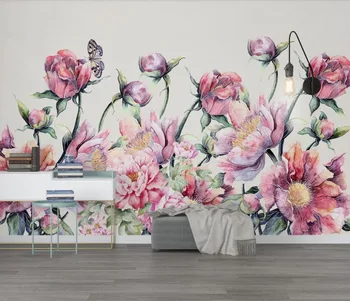 

CJSIR Custom Photo Wallpaper Large Mural Scandinavian Modern Fresh Rose Butterfly TV Background Wall Paper Papel De Parede