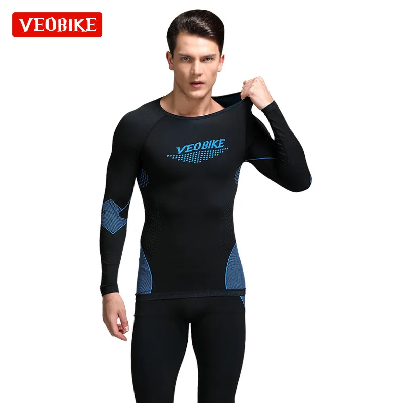 men blue Спорт на открытом воздухе Для мужчин Велоспорт Джерси зимние Термальность нижнее белье одежда для бега Штаны для занятий йогой, топ и штаны, комплект Для женщин велосипедный базовый слой - Цвет: men blue
