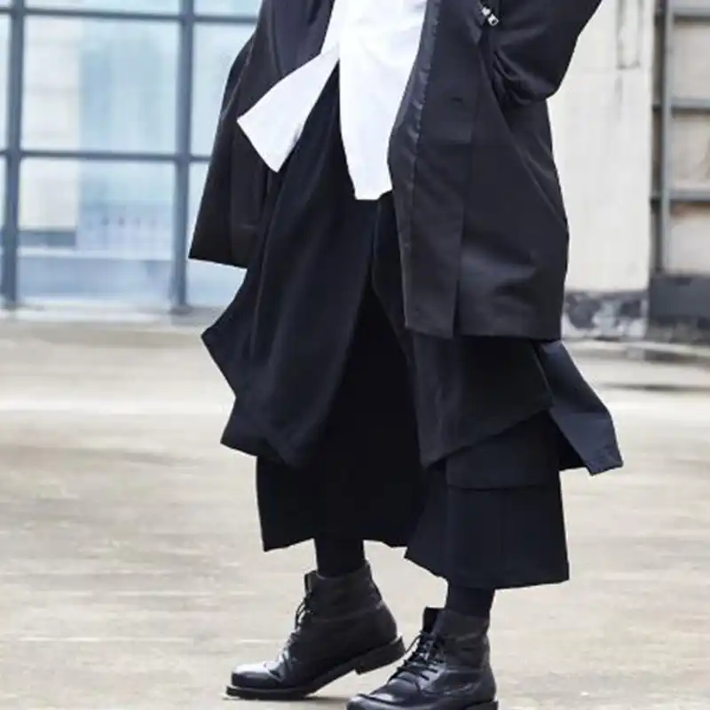 男性日本ストリートヒップホップパンクゴシック黒ハーレムパンツ男性ファッションスプライスルースワイド脚スカートズボン着物 ワイド脚パンツ Aliexpress 男性日本ストリートヒップホップパンクゴシック黒ハーレムパンツ男性ファッションスプライスルースワイド脚スカートズボン着物 ワイド脚パンツ Aliexpress