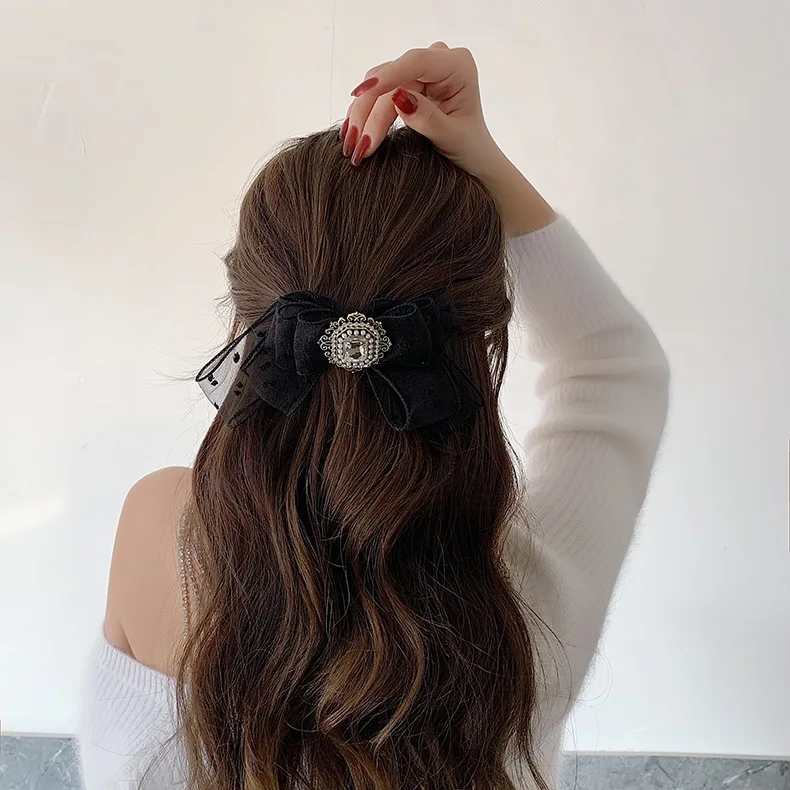Заколка для волос из шелковой пряжи с бантом в японском и корейском стиле |