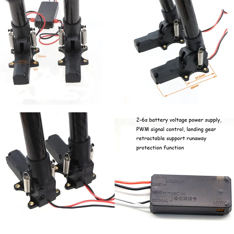 Carbon Fiber T-shape High Electronic Landing Gear Skid for RC FPV Quadcopter Hexacopter S500 S550 F550 Quick Tarot 650 680 2