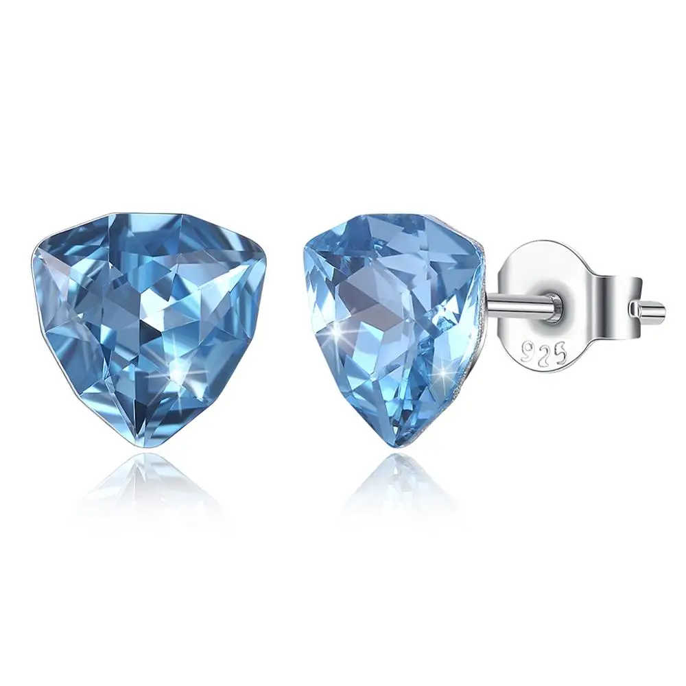 

Ocean Heart Dangle&Chandelier Earrings S925 Sterling Silver Pure Blue Crystal From Swarovski Elements Elegant Women Ear Jewelry