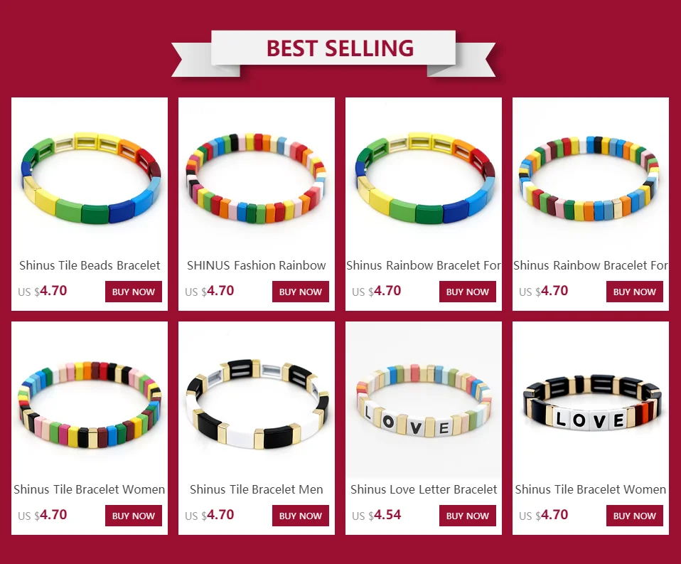 Shinus Радужный Браслет для женщин плитки браслеты Pulsera красочные Boho шикарные летние пляжные модные Diy Ювелирные изделия Сплав эмаль