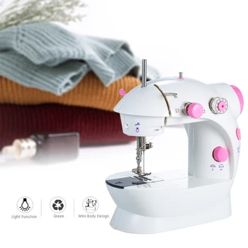 

Home Mini Sewing Machine Adjustable 2-Speed Double Thread Portable Electric Household Multifunction Sewing Machin with Lights